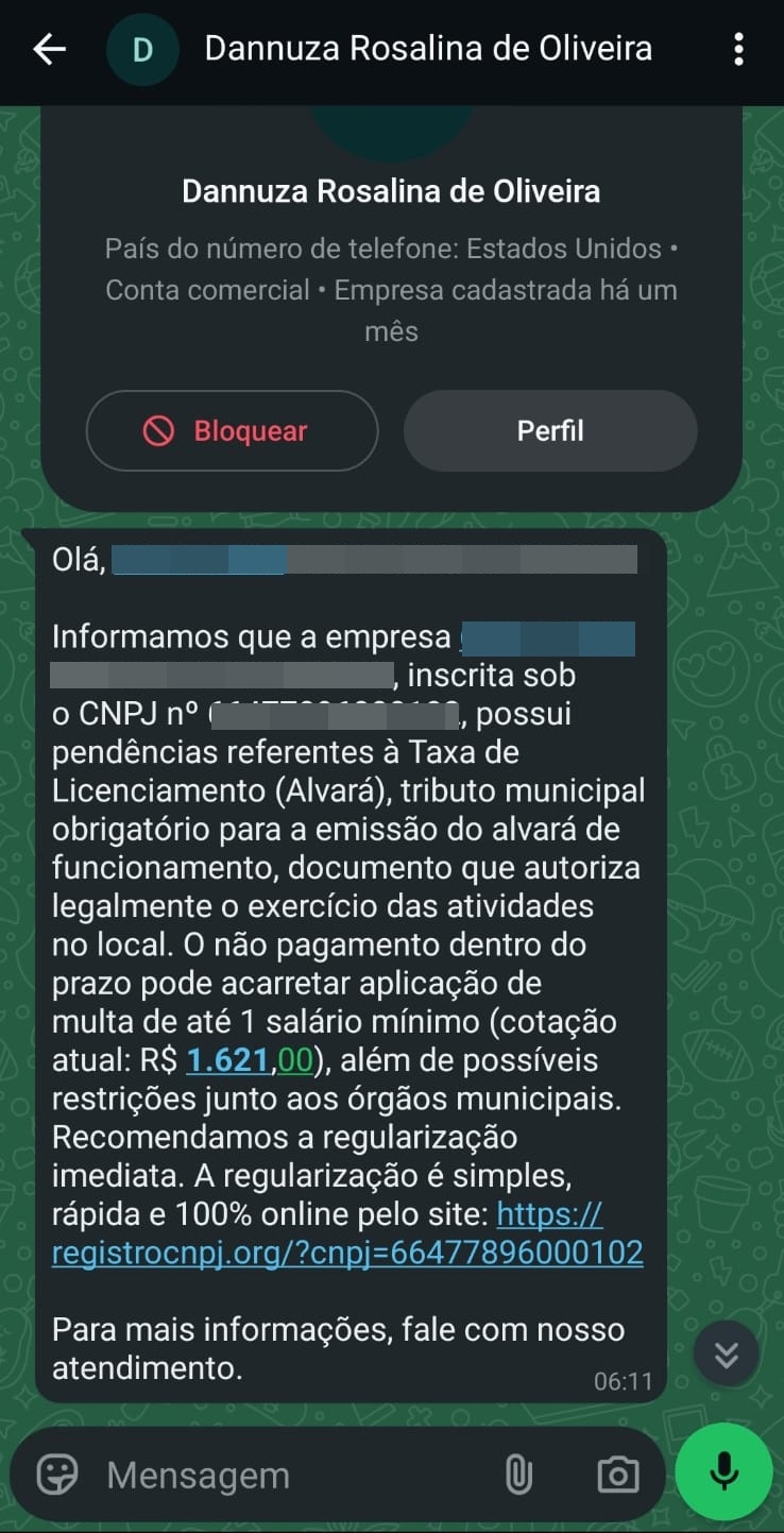 Golpes envolvendo CNPJ e Simples Nacional: cuidado com mensagens falsas